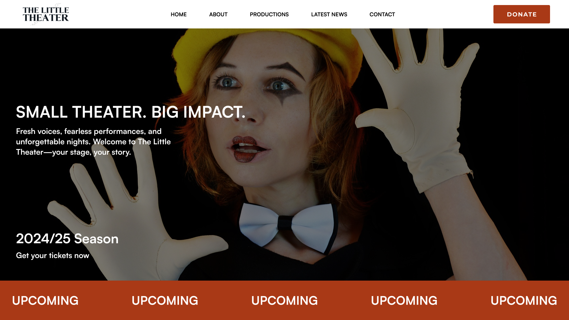 Concept Design for local theater website preview